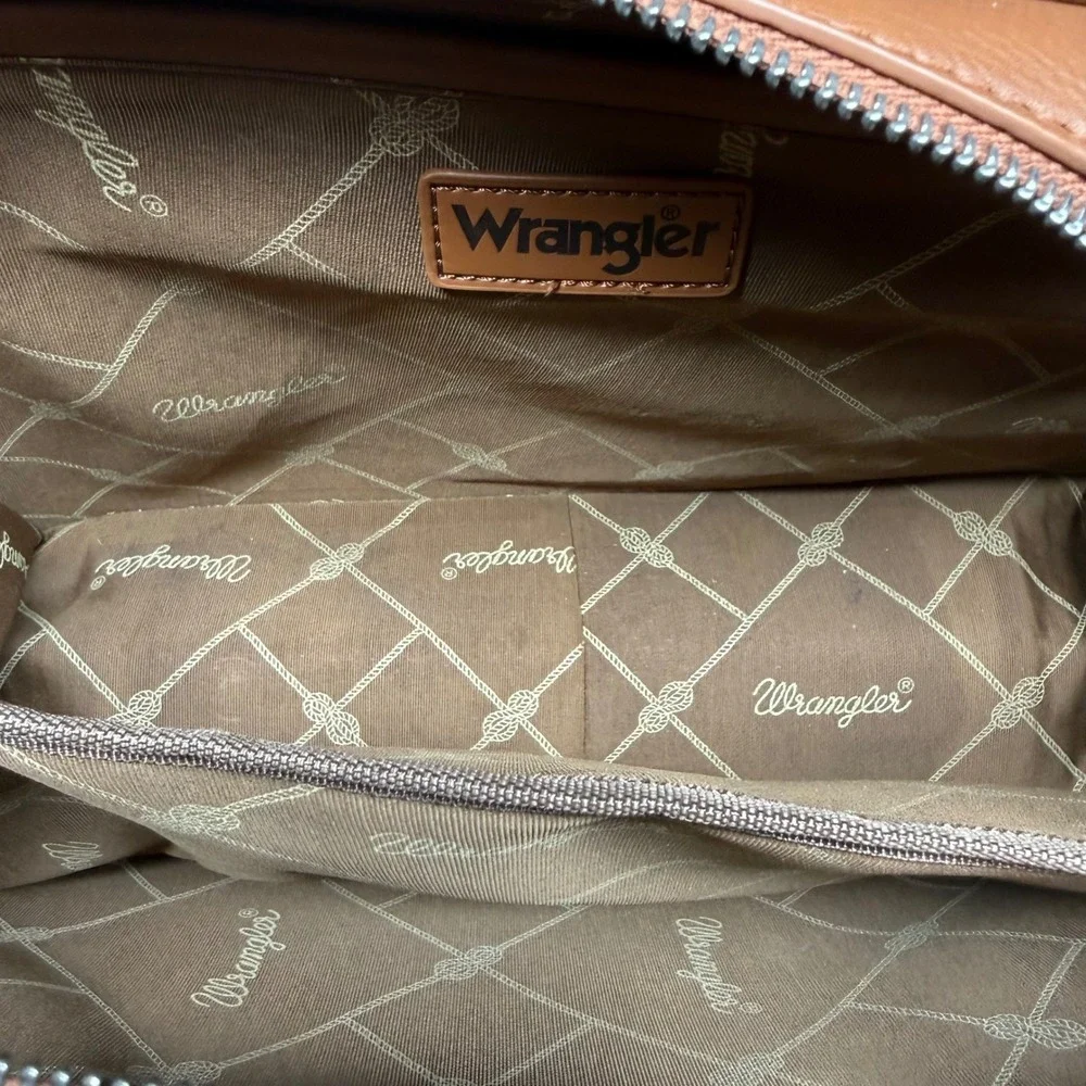 Wrangler Western Tote Bag Brown Vegan Leather Concho Turquoise Large Handbag